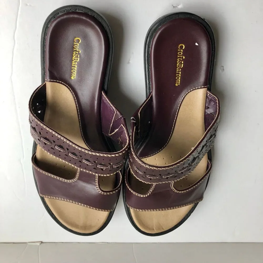 Croft & Barrow Women's Sandals Slides Size 6 M Dark Brown Ortholite Insoles